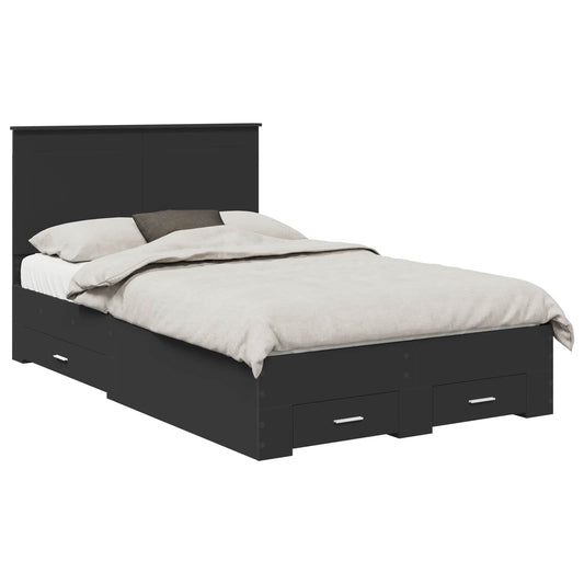 vidaXL Bed Frame with Drawer Black 135 x 190 cm Engineered Wood 2