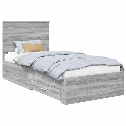 Bed Frame Engineered Wood Length 200 cm Grey sonoma 100 cm