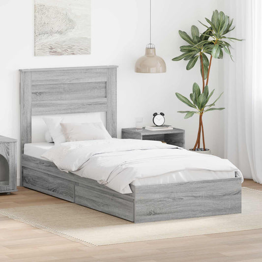 Storage Bed with Drawer Engineered Wood Length 190 cm Grey sonoma 75 cm