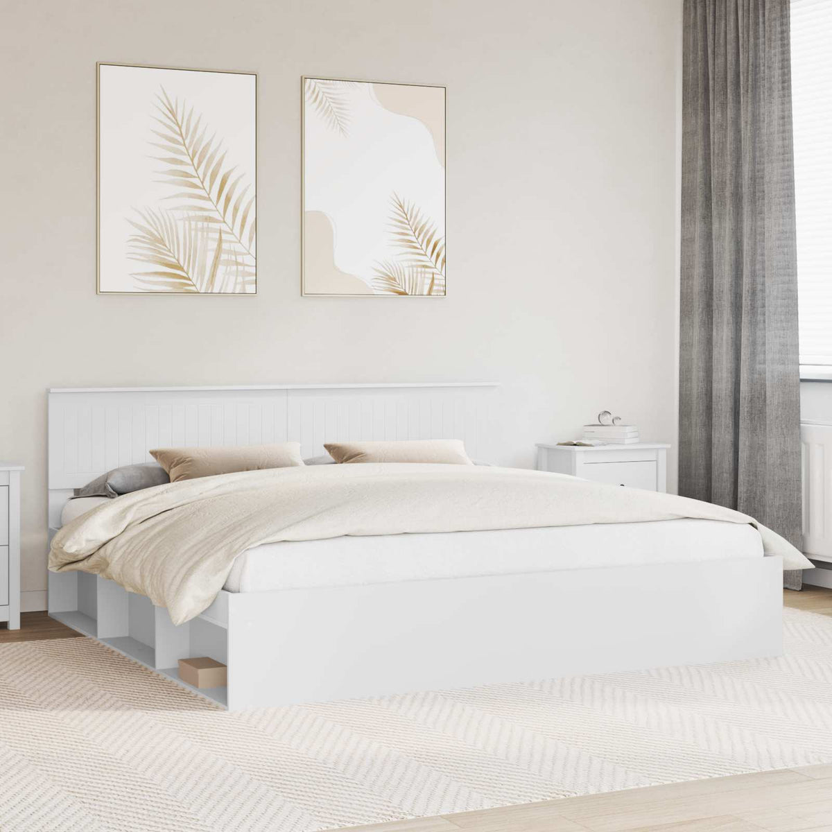 vidaXL Bed Frame 200 x 200 cm Solid Pine Wood Length 200 cm Width 200 cm