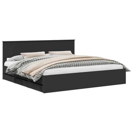 vidaXL Bed Frame with Drawer Black 200 x 200 cm Engineer Wood 2