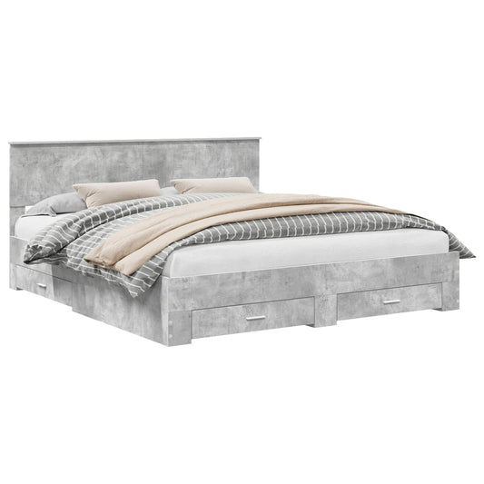 vidaXL Bed Frame Concrete Grey 180 x 200 cm Engineered Wood 2