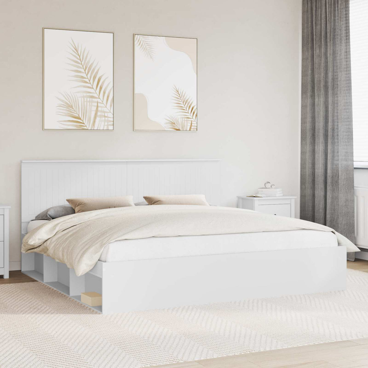 vidaXL Bed Frame 200 x 200 cm Solid Pine Wood Length 200 cm Width 200 cm