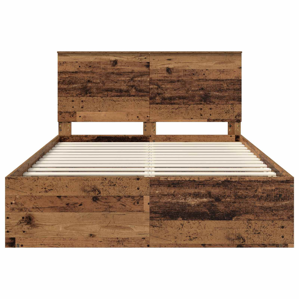 vidaXL Bed Frame with Headboard Old Wood 140 x 190 cm Solid Pine Wood 6