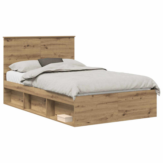 vidaXL Bed Frame Artisian Oak 120 x 200 cm Solid Pine Wood 2