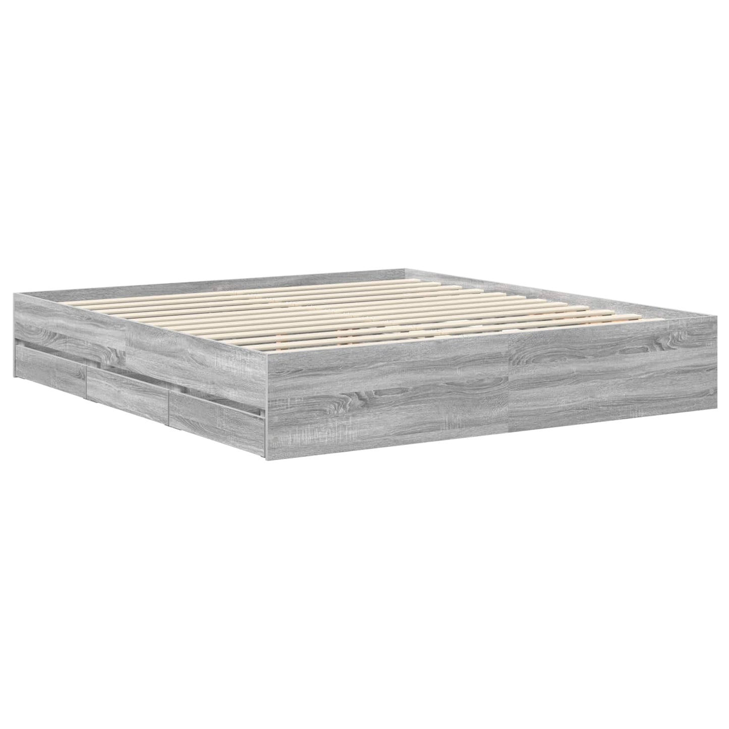 vidaXL Bed Frame with Drawer Grey Sonoma 180 x 200 cm Engineer Wood 6