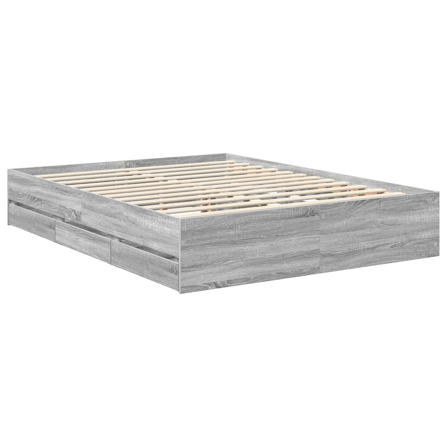 vidaXL Bed Frame with Drawer Grey Sonoma 150 x 200 cm Engineer Wood 6