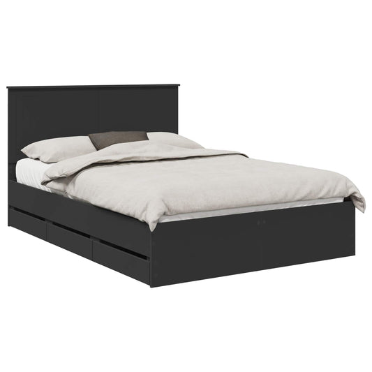 vidaXL Bed Frame with Drawer Black 140 x 200 cm Engineer Wood 2