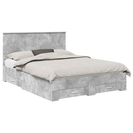 vidaXL Bed Frame Concrete Grey 150 x 200 cm Engineered Wood 2