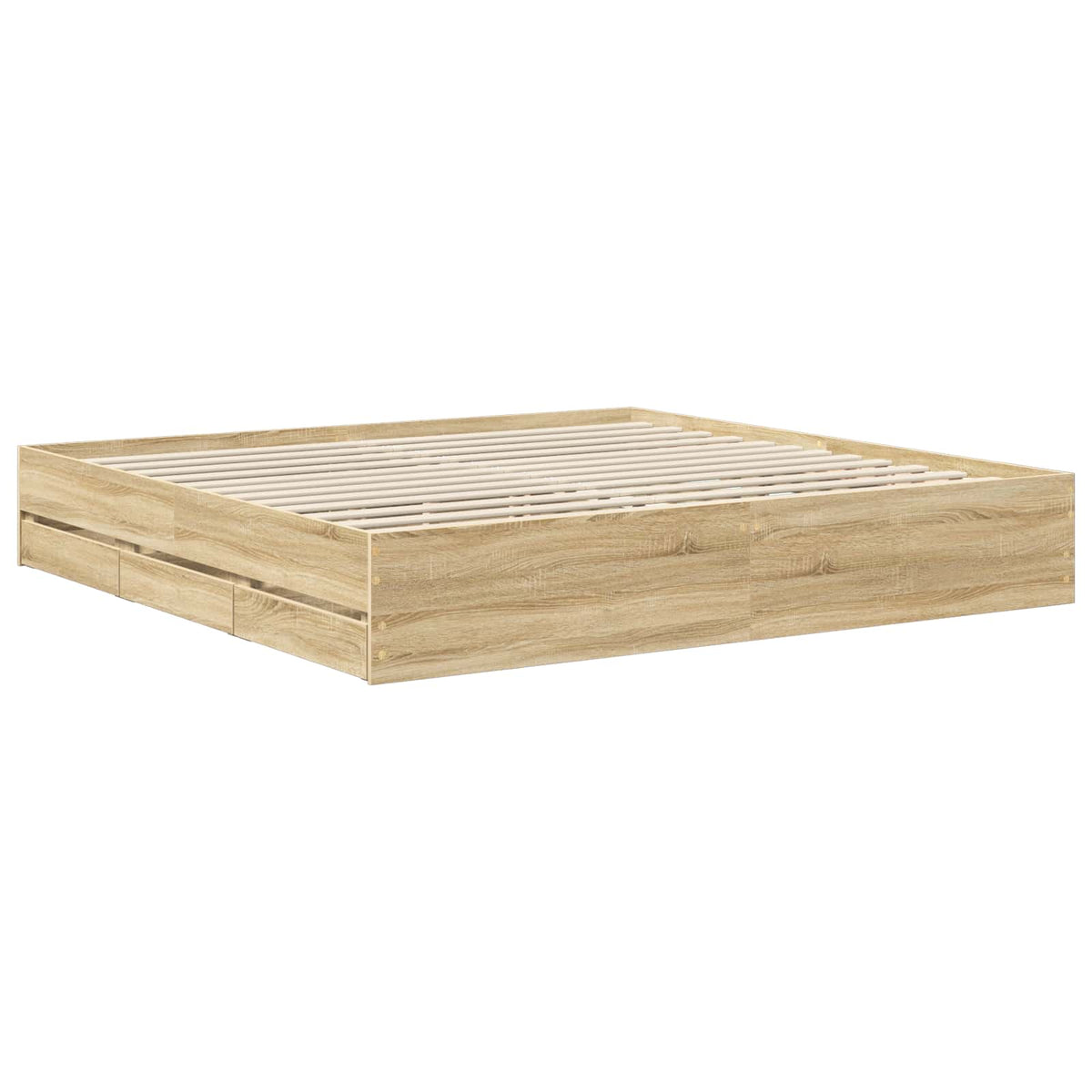 vidaXL Bed Frame with Drawer Sonoma Oak 200 x 200 cm Engineer Wood 6