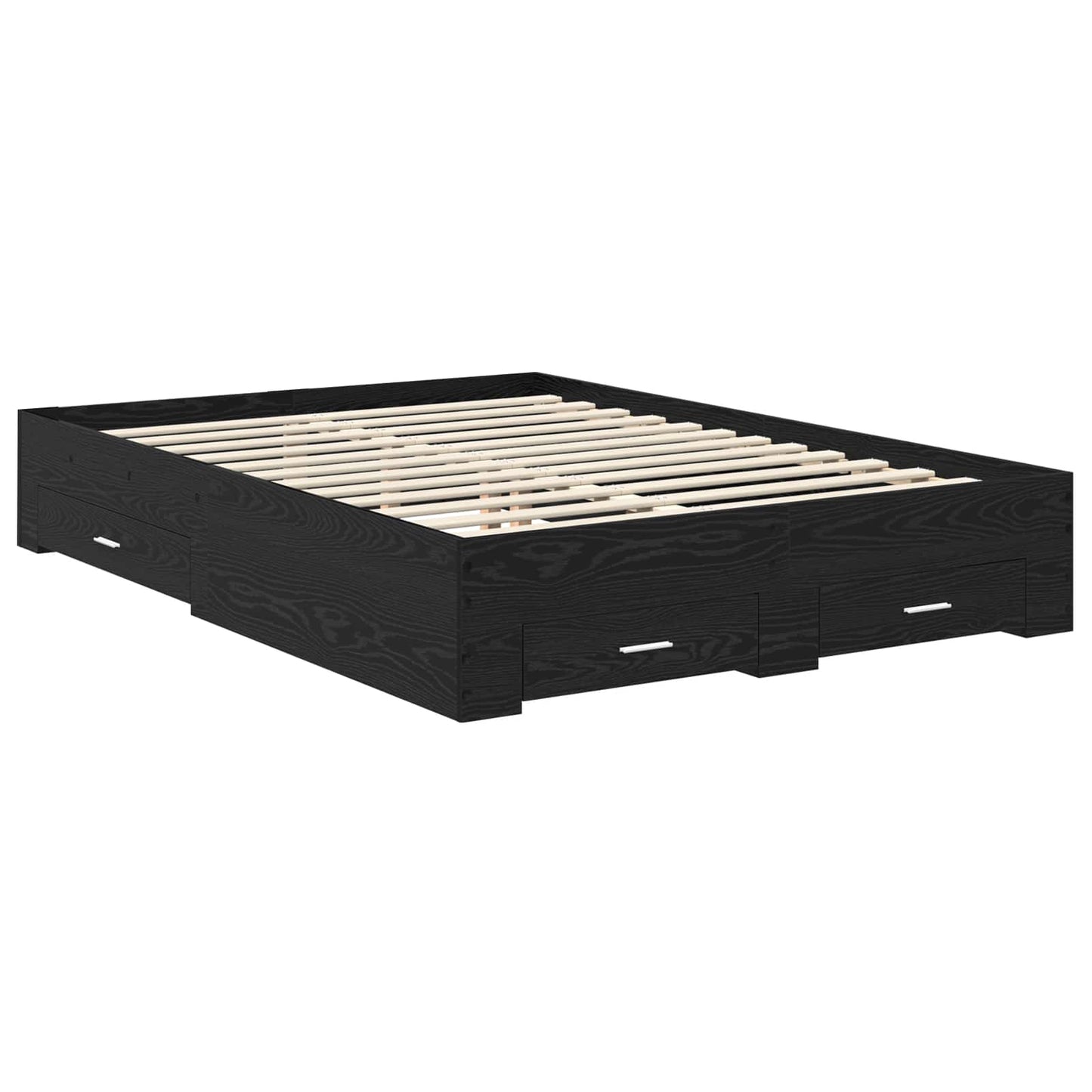vidaXL Bed Frame with Drawer Black Oak 160 x 200 cm Engineered Wood 6