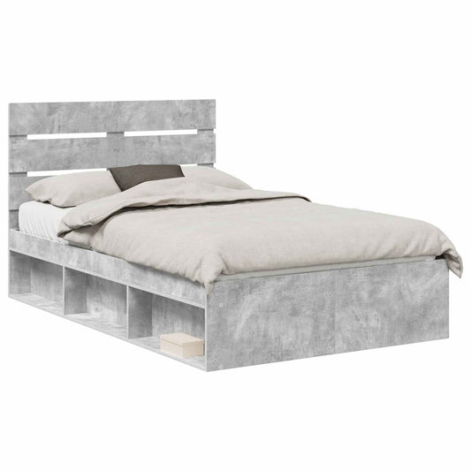 vidaXL Bed Frame Concerte Grey 135 x 190 cm Solid Pine Wood 2