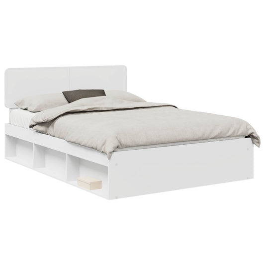 vidaXL Bed Frame with Headboard White 140 x 190 cm Solid Pine Wood 2