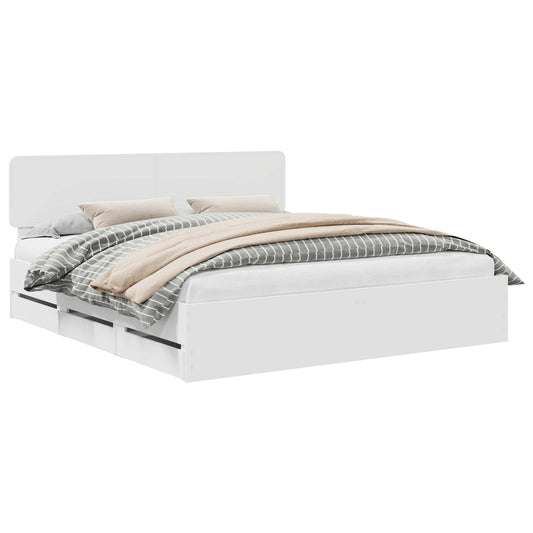 vidaXL Bed Frame with Drawer White 200 x 200 cm Engineered Wood 2