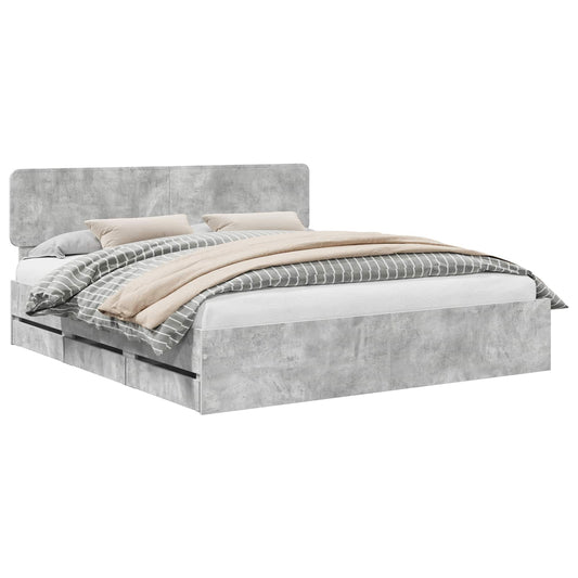 vidaXL Bed Frame Concrete Grey 200 x 200 cm Engineered Wood 2