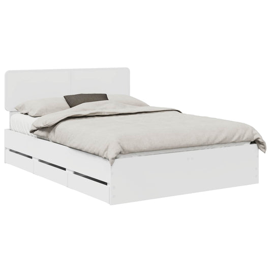 vidaXL Bed Frame with Drawer White 140 x 190 cm Engineered Wood 2