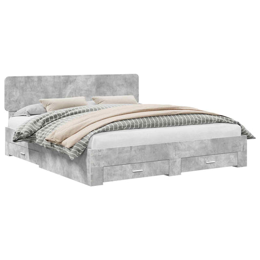 vidaXL Bed Frame Concrete Grey 180 x 200 cm Engineered Wood 2