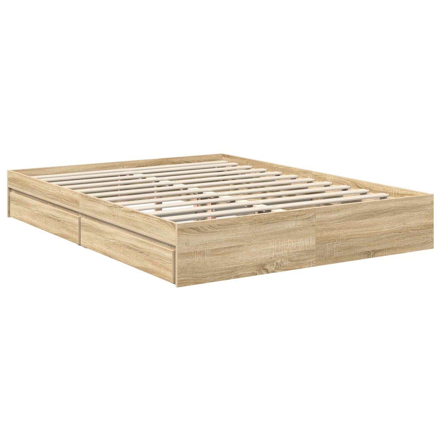 vidaXL Storage Bed with Drawer Sonoma Oak 150 x 200 cm Engineered Wood 6