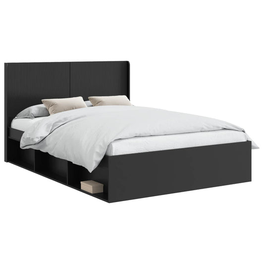 vidaXL Bed Frame with Storage and Headboard Black 120 x 200 cm 2