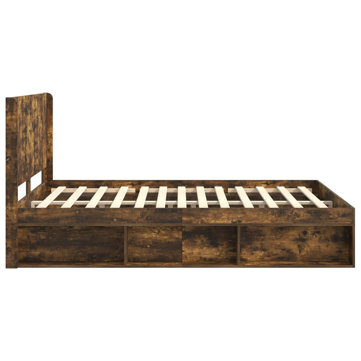 vidaXL Bed Frame with Storage and Headboard Smoked Oak 120 x 190 cm 6