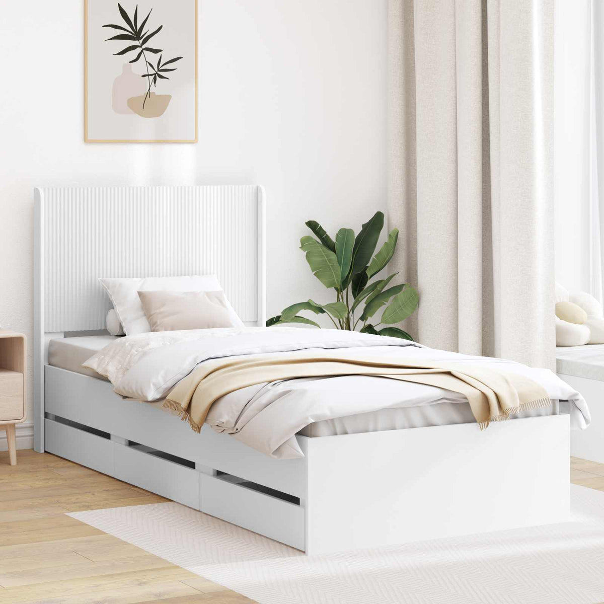 vidaXL Bed Frame with Storage and Headboard Length 190 cm