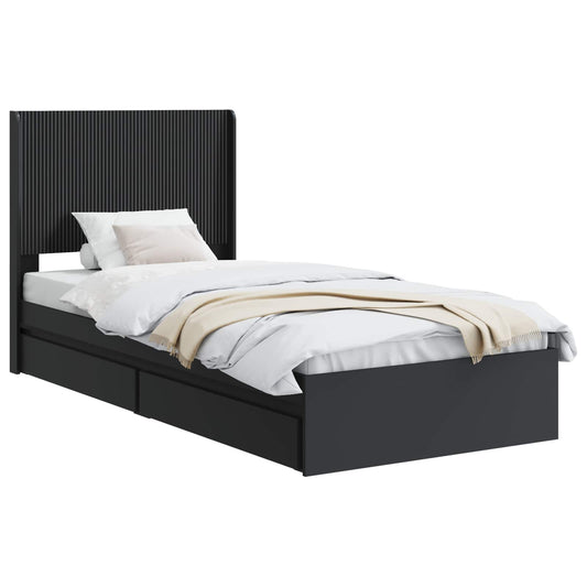 vidaXL Bed Frame with Storage and Headboard Black 90 x 190 cm 2