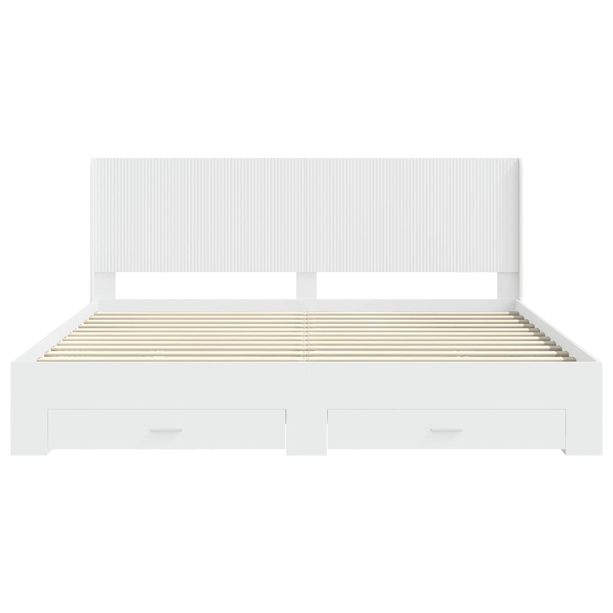 vidaXL Bed Frame with Storage and Headboard White Engineered Wood 6