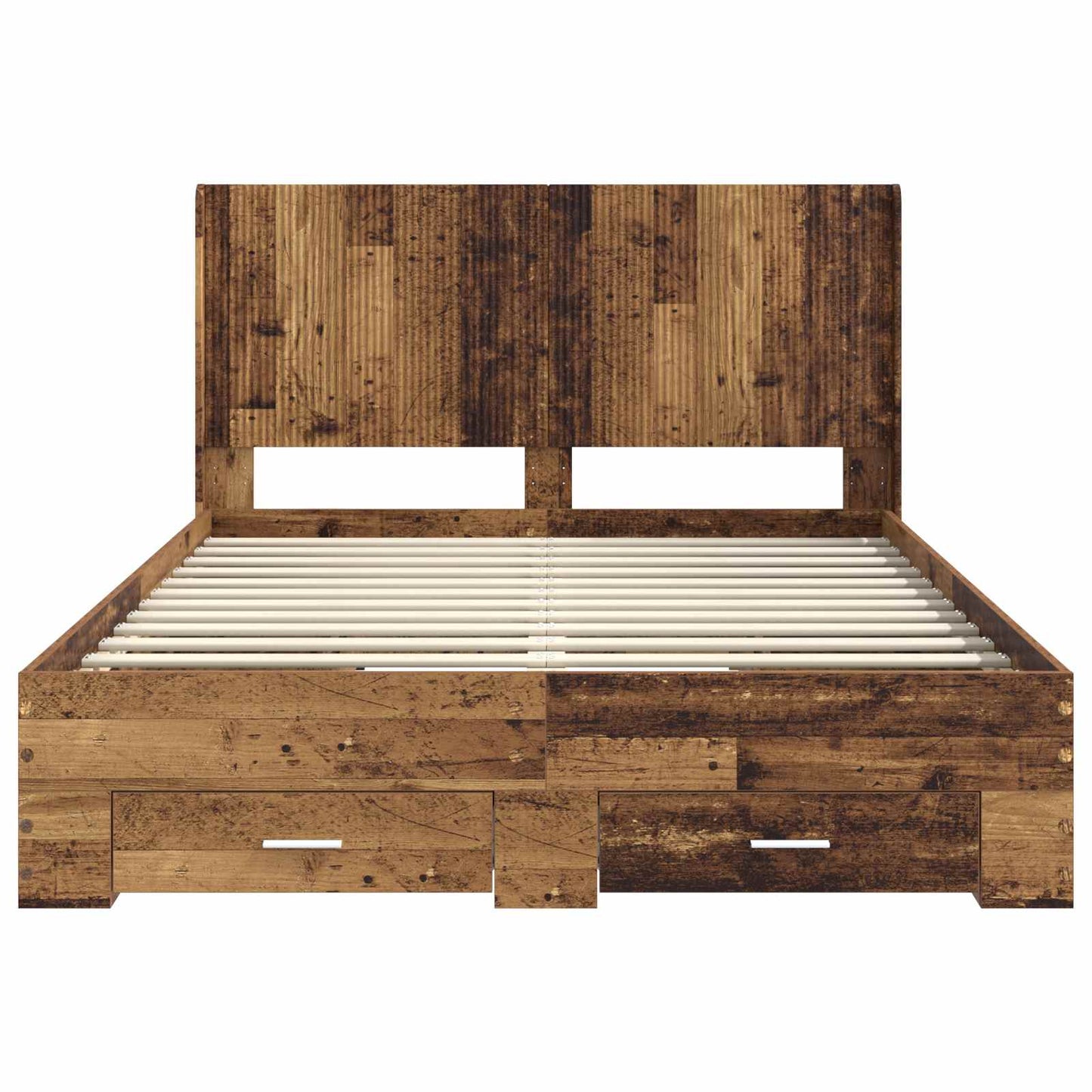 vidaXL Bed Frame with Storage and Headboard Old wood Engineered Wood 6