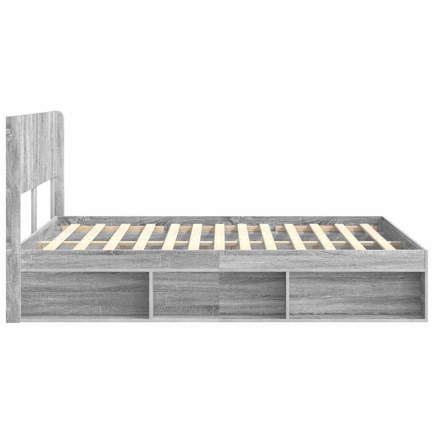 vidaXL Bed Frame with Storage and Headboard Grey Sonoma 120 x 190 cm 6