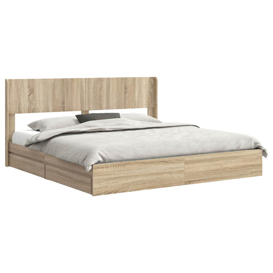 vidaXL Bed Frame with Storage and Headboard Sonoma Oak 180 x 200 cm 2
