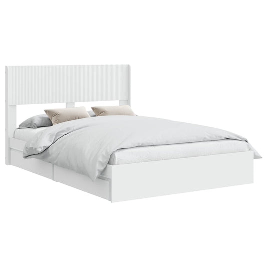 Bed Frame with Storage and Headboard Length 200 cm White 160 cm