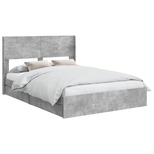vidaXL Bed Frame with Storage and Headboard Concrete Grey 150 x 200 cm 2