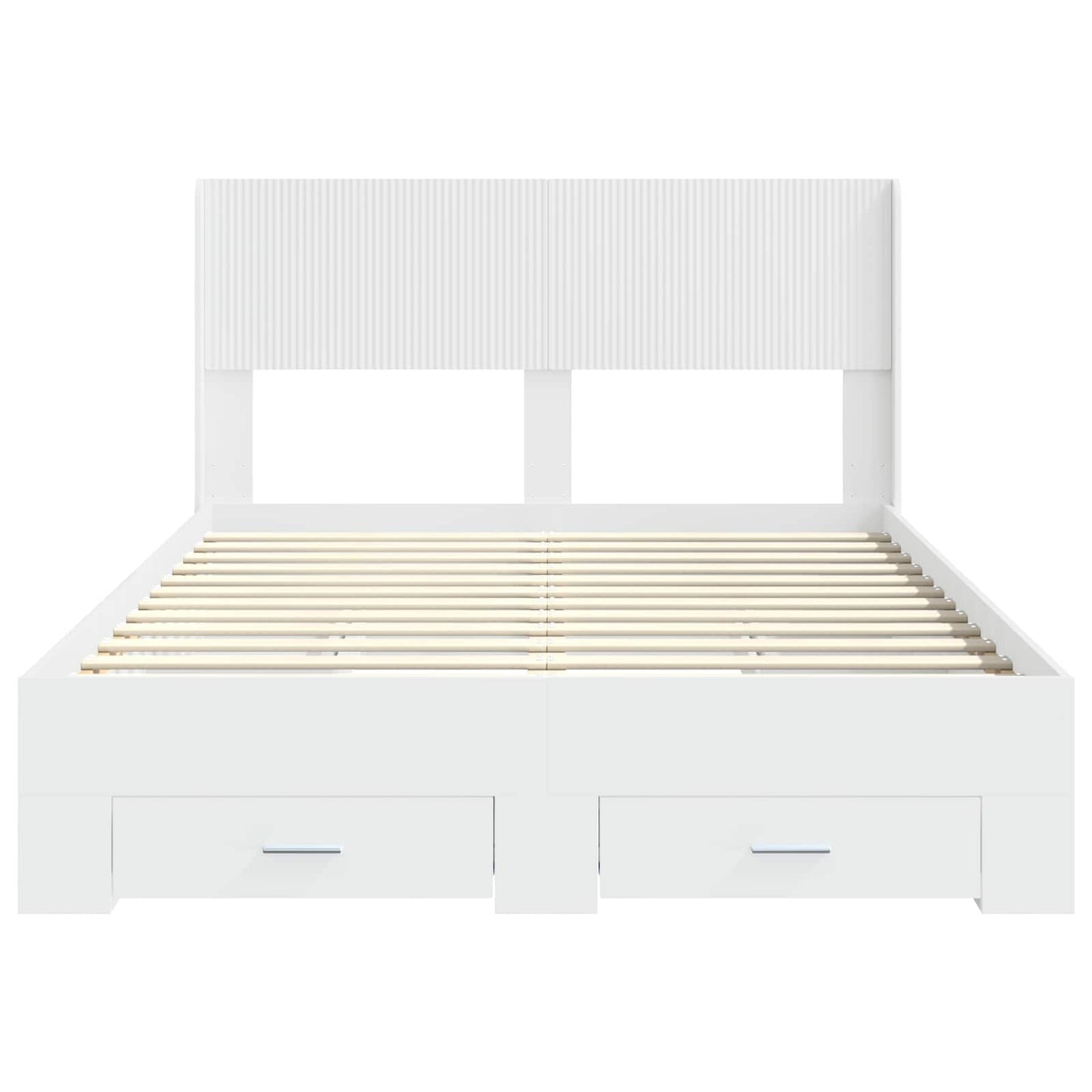 vidaXL Bed Frame with Storage and Headboard White Engineered Wood 6