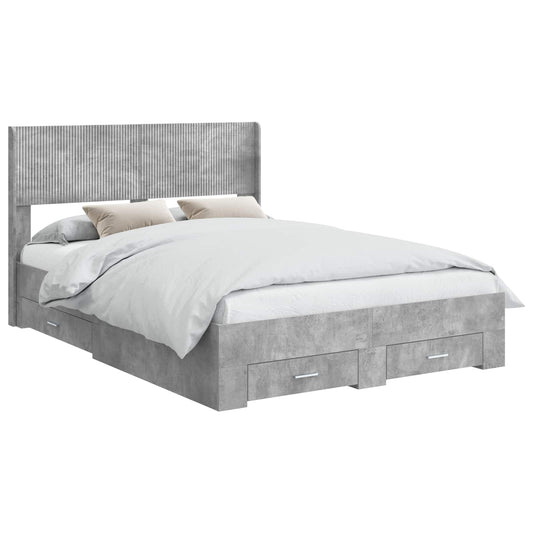 vidaXL Bed Frame with Storage and Headboard Concrete Grey 120 x 200 cm 2
