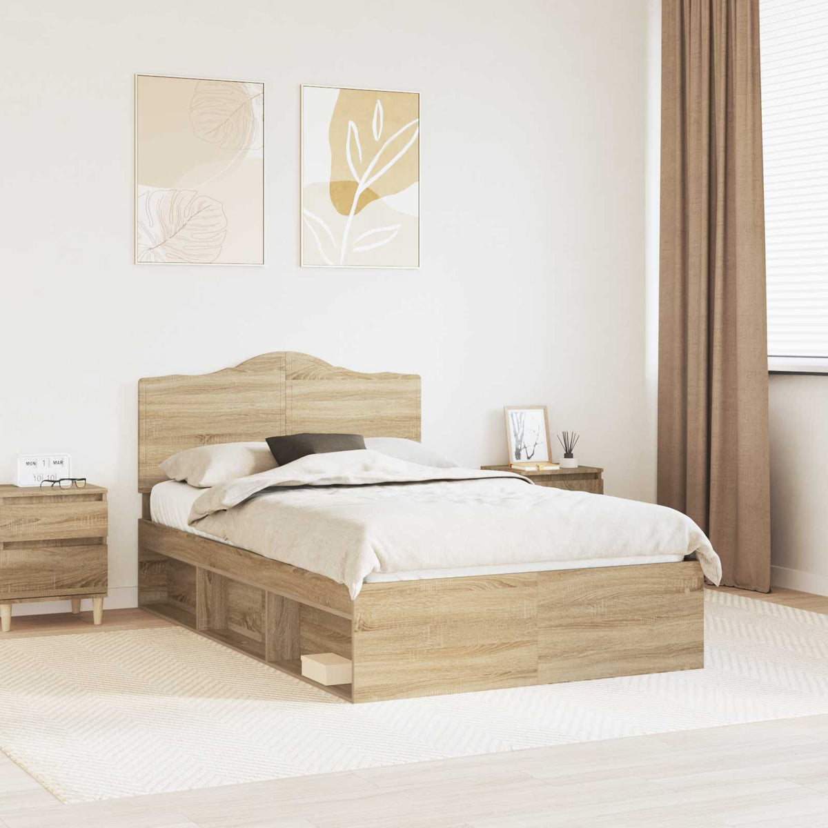 vidaXL Bed Frame with Headboard 120 x 190 cm Solid Pine Wood Length 190 cm Width 120 cm