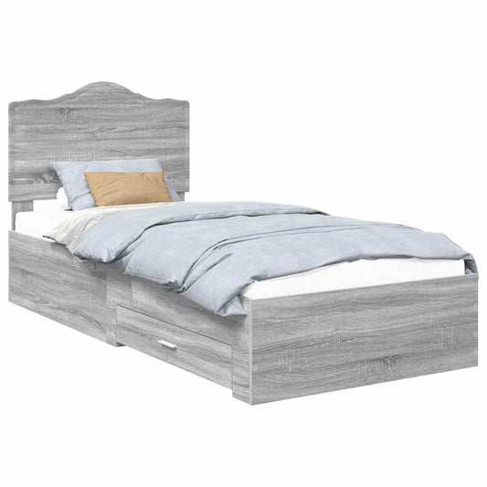 Bed Frame Engineered Wood Length 200 cm Grey sonoma 100 cm