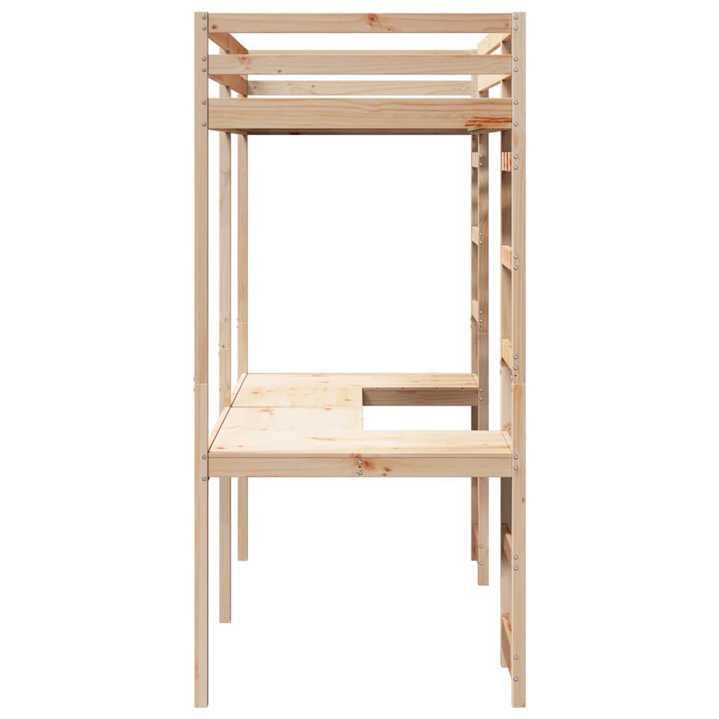 vidaXL Loft Bed Frame Natural 80 x 200 cm Solid Pine Wood 6