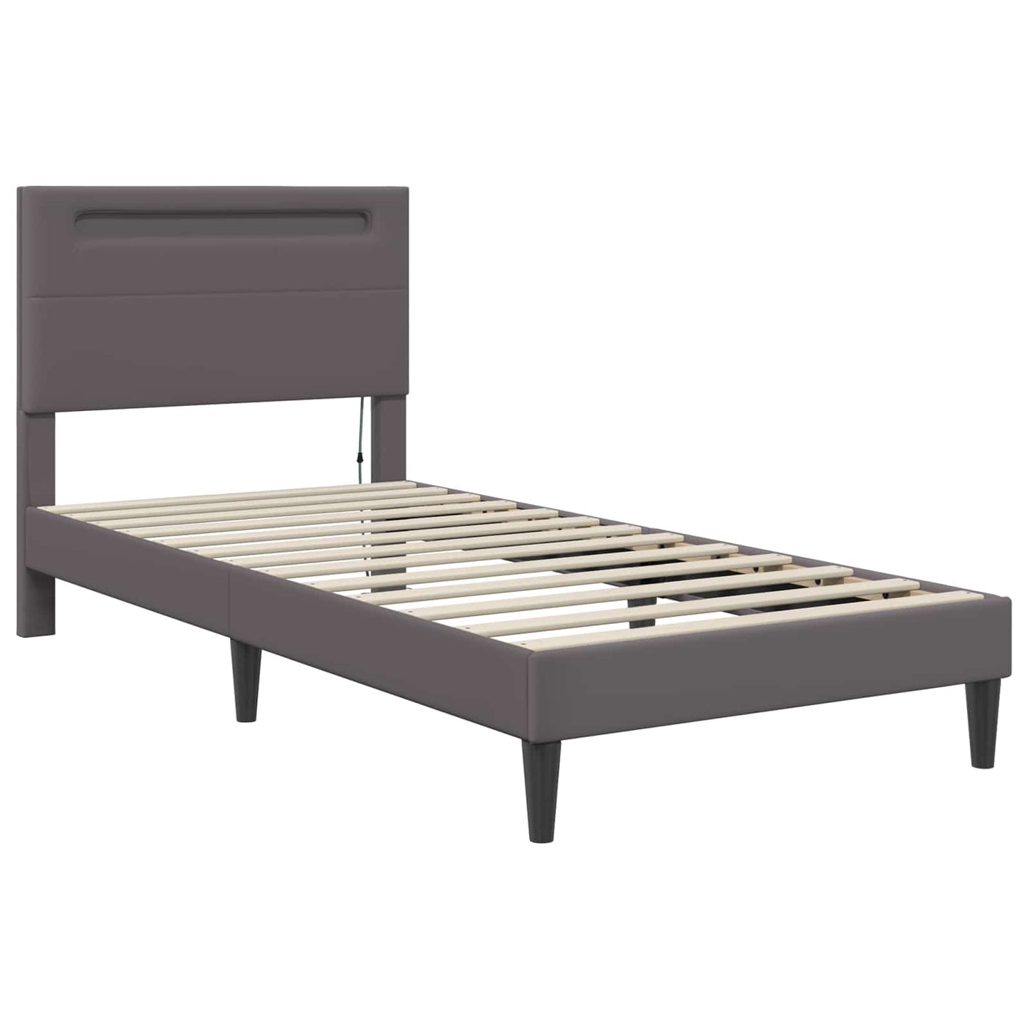 vidaXL Bed Frame with LED Strip Lights Grey 90 x 190 cm Faux Leather 6