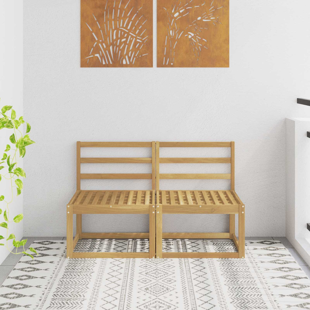 Outdoor Middle and Corner Sofa 2 Piece Whitewash 2x middle