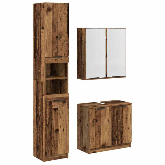 vidaXL Bathroom Cabinet Set 3 pcs Old Wood Engineered Wood 2