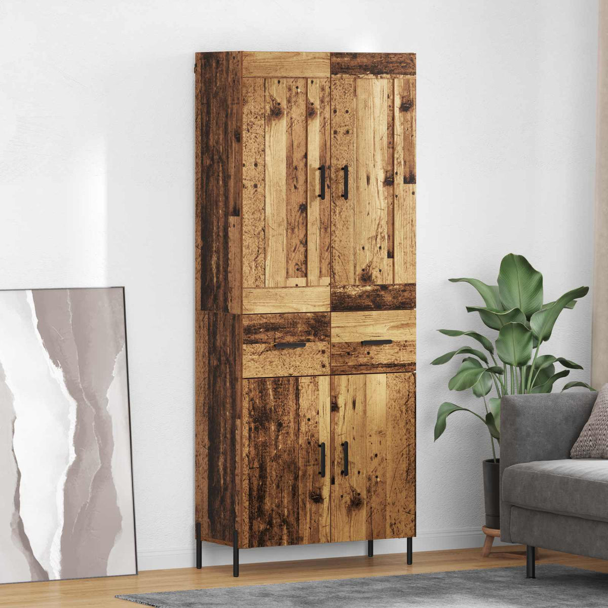 Highboard 69.5x34x180 cm Engineered Wood 2 Doors 2 Drawers Old wood