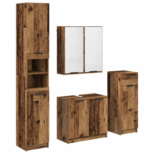 vidaXL Bathroom Furniture Set 4 pcs Old Wood Engineered Wood 2