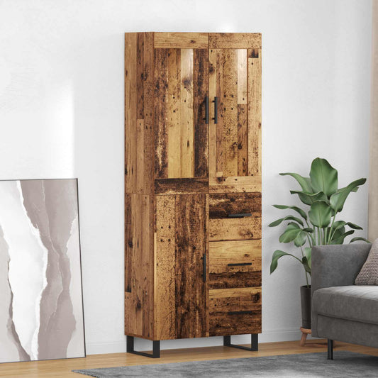 Highboard 69.5x34x180 cm Engineered Wood 1 Door 3 Drawers Old wood