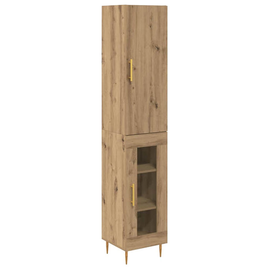 Highboard 34.5x34x180 cm Engineered Wood 1 Glass Door Artisan oak