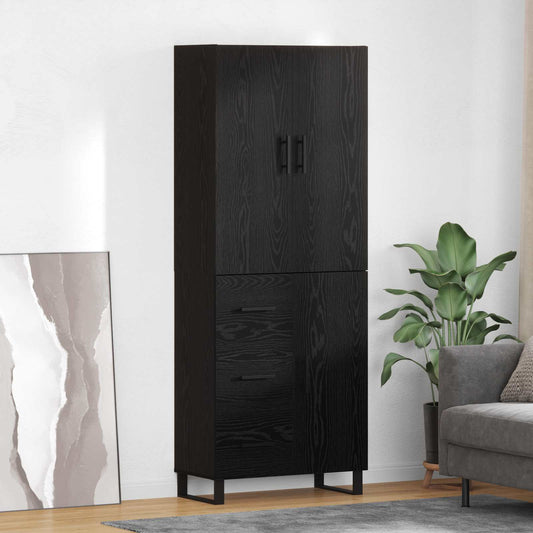 Highboard 69.5x34x180 cm Engineered Wood 1 Door 3 Drawers Black oak