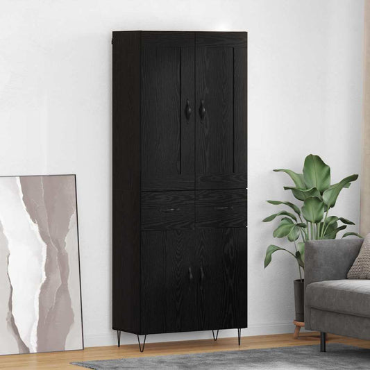 Highboard 69.5x34x180 cm Engineered Wood 2 Doors 2 Drawers Black oak