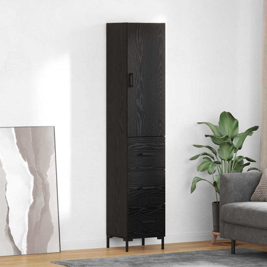 Highboard 34.5x34x180 cm Engineered Wood 3 Drawers Black oak