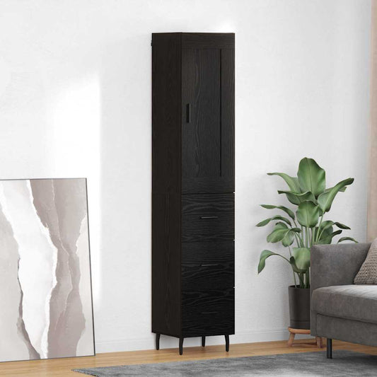 Highboard 34.5x34x180 cm Engineered Wood 3 Drawers Black oak