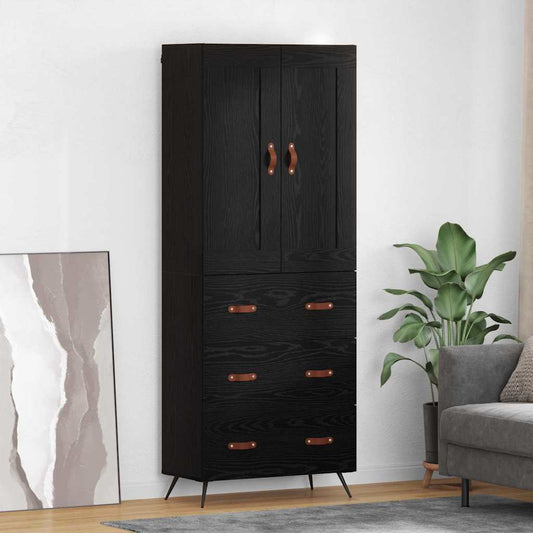 Highboard 69.5x34x180 cm Engineered Wood 3 Drawers Black oak
