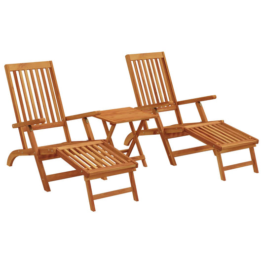 vidaXL Reclining and Folding Sunlounger 2 pcs Solid Acacia Wood 2